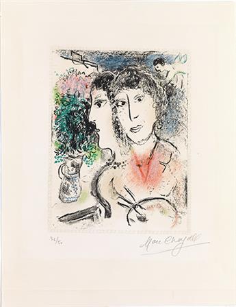 MARC CHAGALL Double Portrait au Chevalet.
